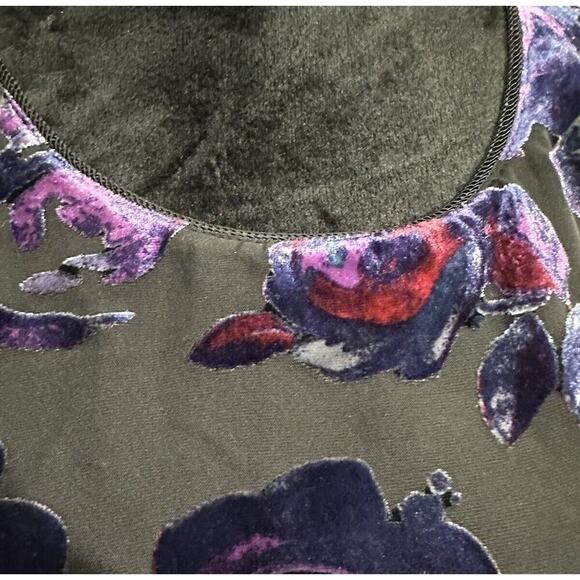 Coldwater Creek Blouse Top Black Velvet Floral whimsigoth witchy dark Romantic L - Picture 4 of 9